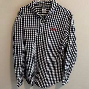 Georgia bulldogs size medium Men's Black and White Checkered Shirt